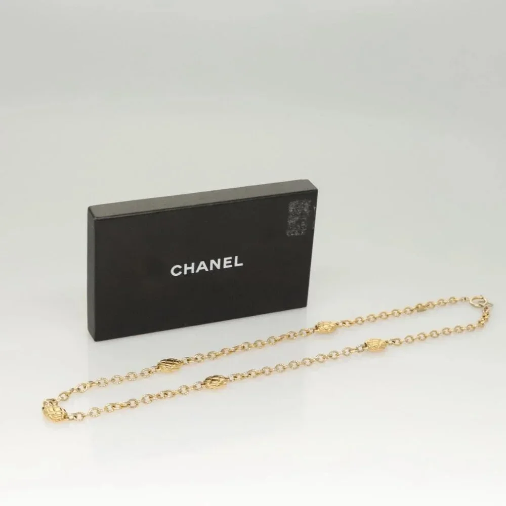 CHANEL Chain Belt metal Gold CC Auth bs25545